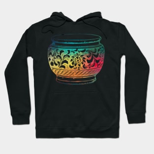 Rainbow abstract flower design on a pot 08 Hoodie